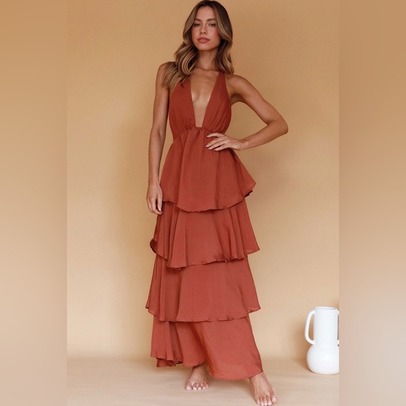 chinese dress ladies Cotton Tiered Ruffle Maxi– pītusa main image 1